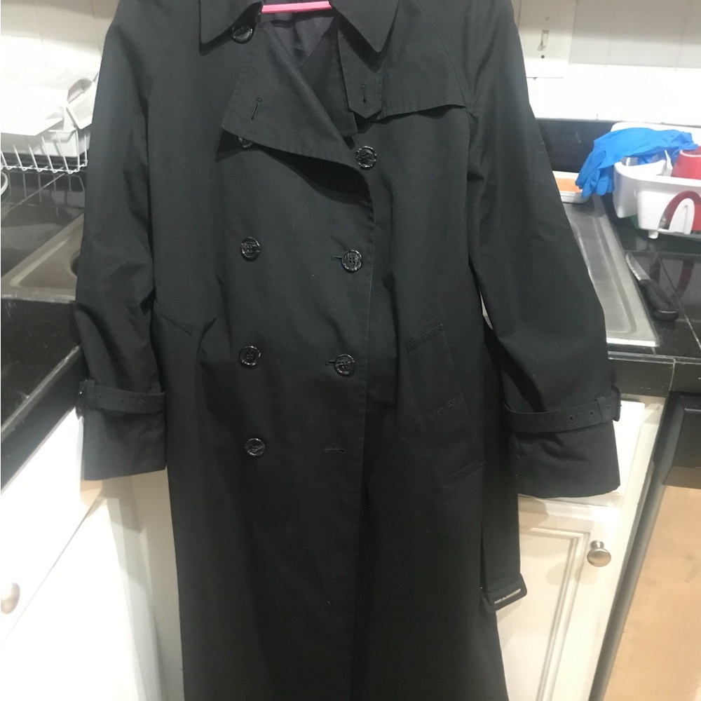 Saks Fifth Avenue Black Trench Coat Classic Style